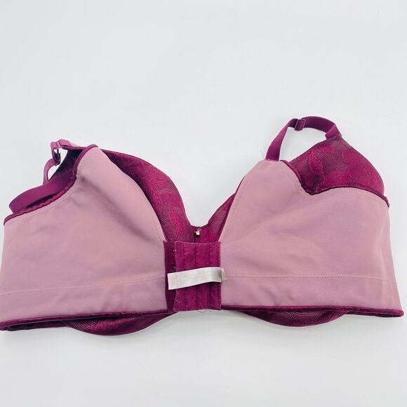 Cacique Dark Purple Invisible Lace Backsmoother Lightly Lined Balconette Bra - Picture 15 of 15